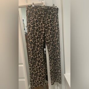 Sezane Ciara Leopard Print Pants - Black and Tan